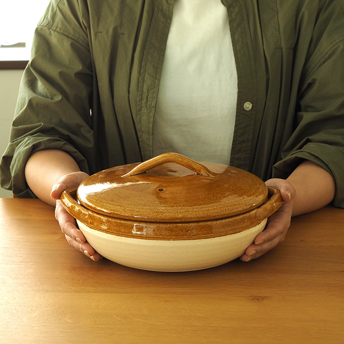 フォースマーケット　カセロラ　8号鍋　白黄　/　4th-market