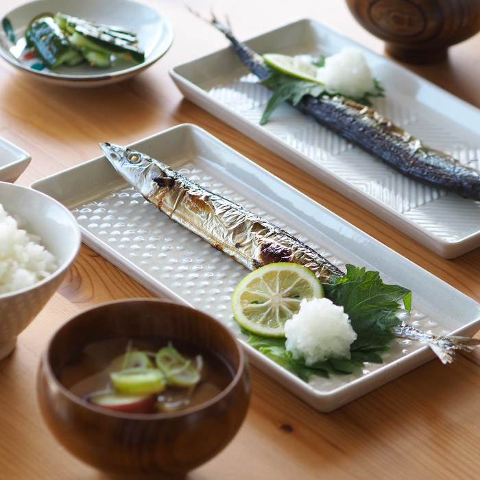 オリメ　P鹿の子　長角皿　ホワイト　/　ORIME