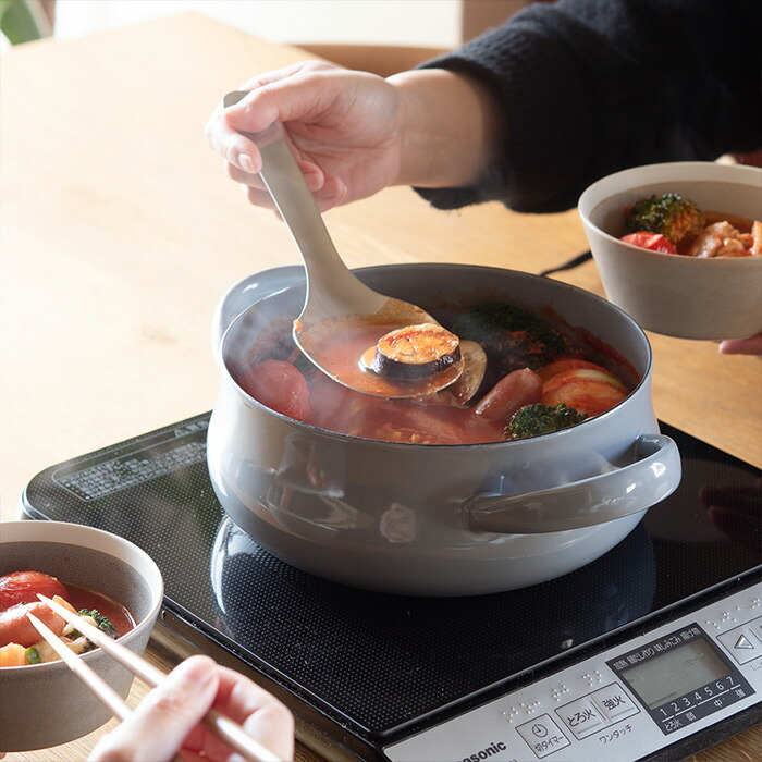 野田琺瑯×天一印　LUKE（ルーク） 浅型キャセロール 21cm　グレー