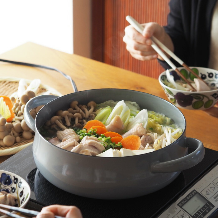 野田琺瑯×天一印　LUKE（ルーク） 浅型キャセロール 25cm　グレー