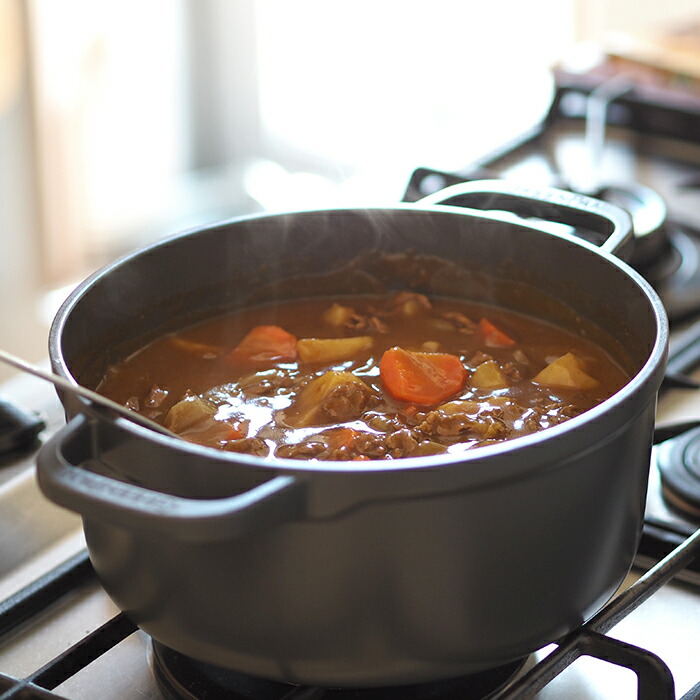 グリーンパン　フェザーウェイト　ココットラウンド　22cm　ポットホルダー2個付　グレー　/　GREENPAN