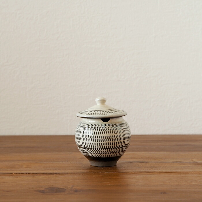 小鹿田焼　小袋窯　1合薬味壺　飛びかんなB