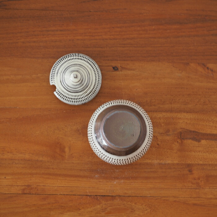 小鹿田焼　小袋窯　1合薬味壺　飛びかんなA