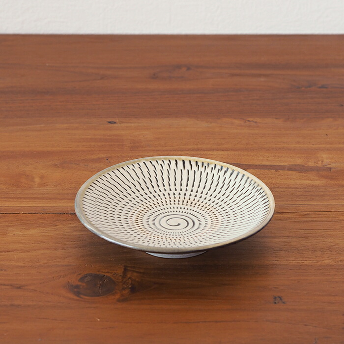 ★小鹿田焼　小袋窯　5寸皿　飛びかんな