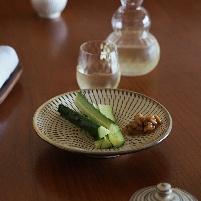 ★小鹿田焼　小袋窯　5寸皿　飛びかんな