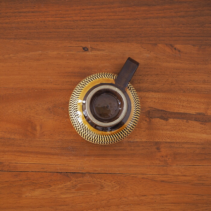 小鹿田焼　小袋窯　マグカップ　飴釉飛びかんな