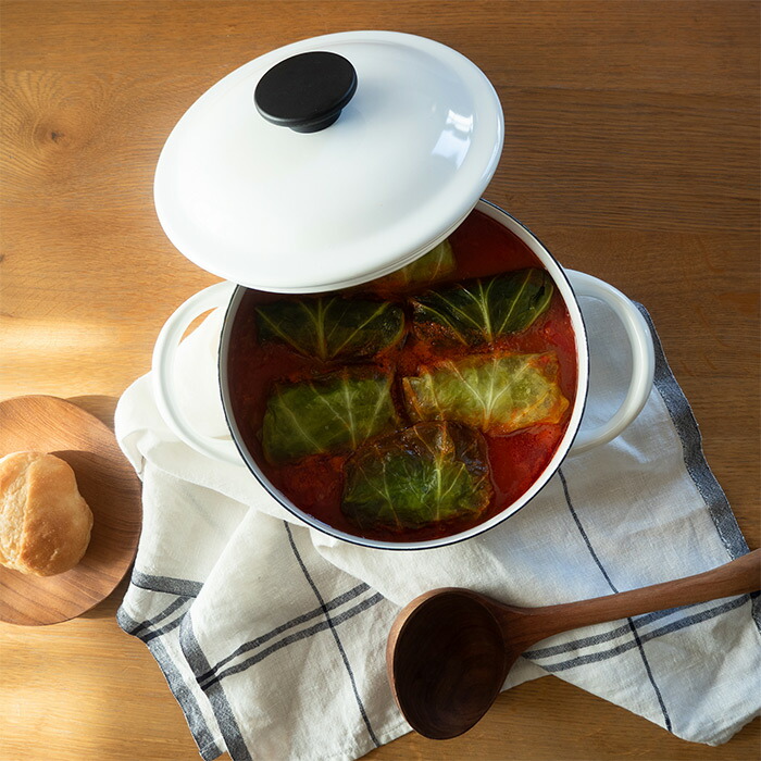 野田琺瑯　LUKE（ルーク） 浅型キャセロール 21cm　ホワイト