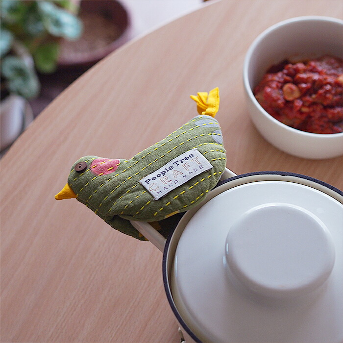 ピープルツリー　リサイクルサリー　バード鍋つかみ　/　People　Tree