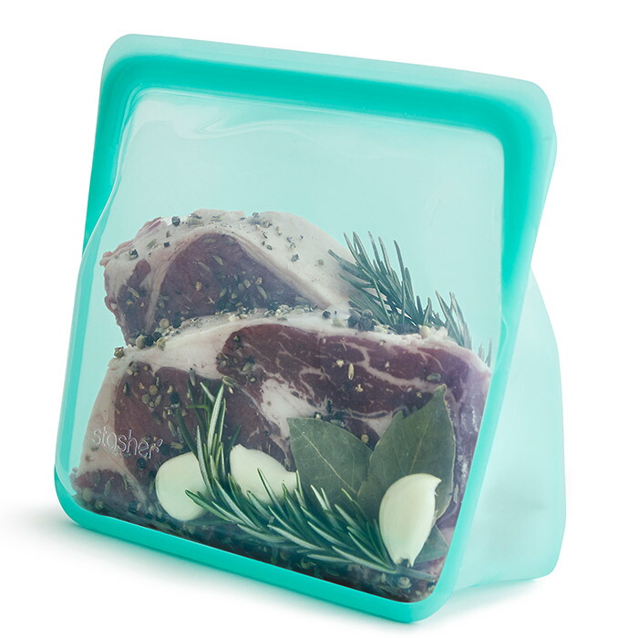 スタッシャー　シリコーンバッグ　スタンドアップ　ミディアム　アクア　/　stasher