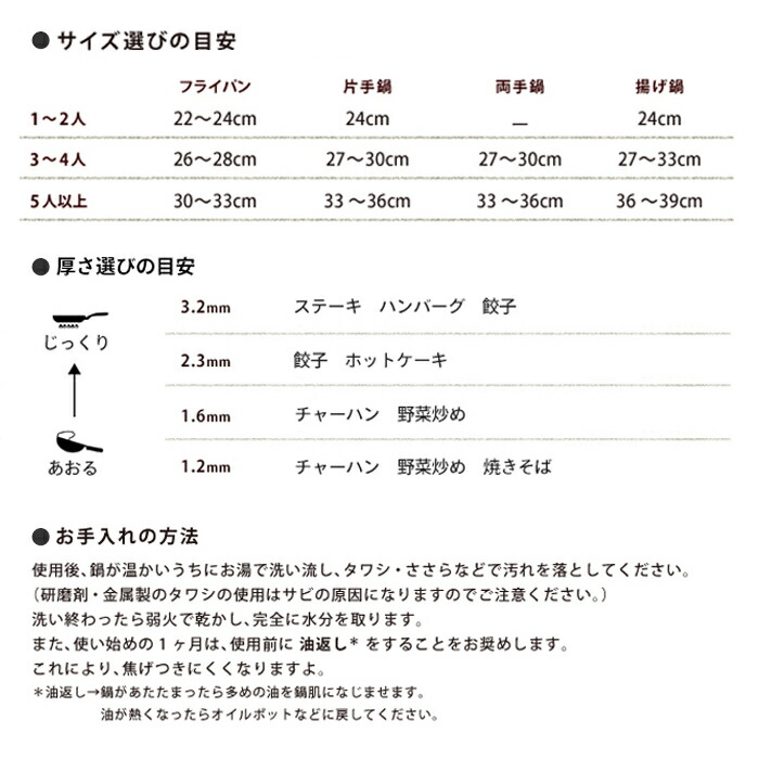 【公式】IH対応　山田工業所　鉄打出【丸柄フライパン】 （3.2mm） 24cm 空焚き済み