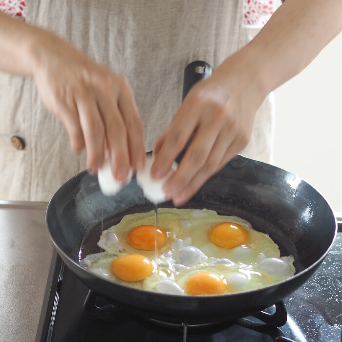 【公式】IH対応　山田工業所　鉄打出【丸柄フライパン】 （3.2mm） 28cm 空焚き済み