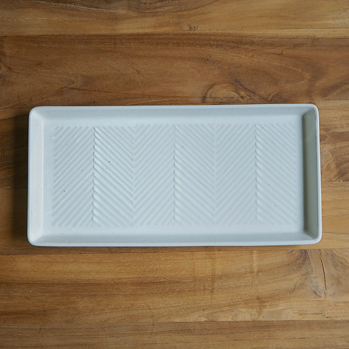 オリメ　Pヘリンボーン　長角皿　ホワイト　/　ORIME