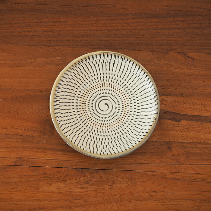 ★小鹿田焼　小袋窯　5寸皿　飛びかんな